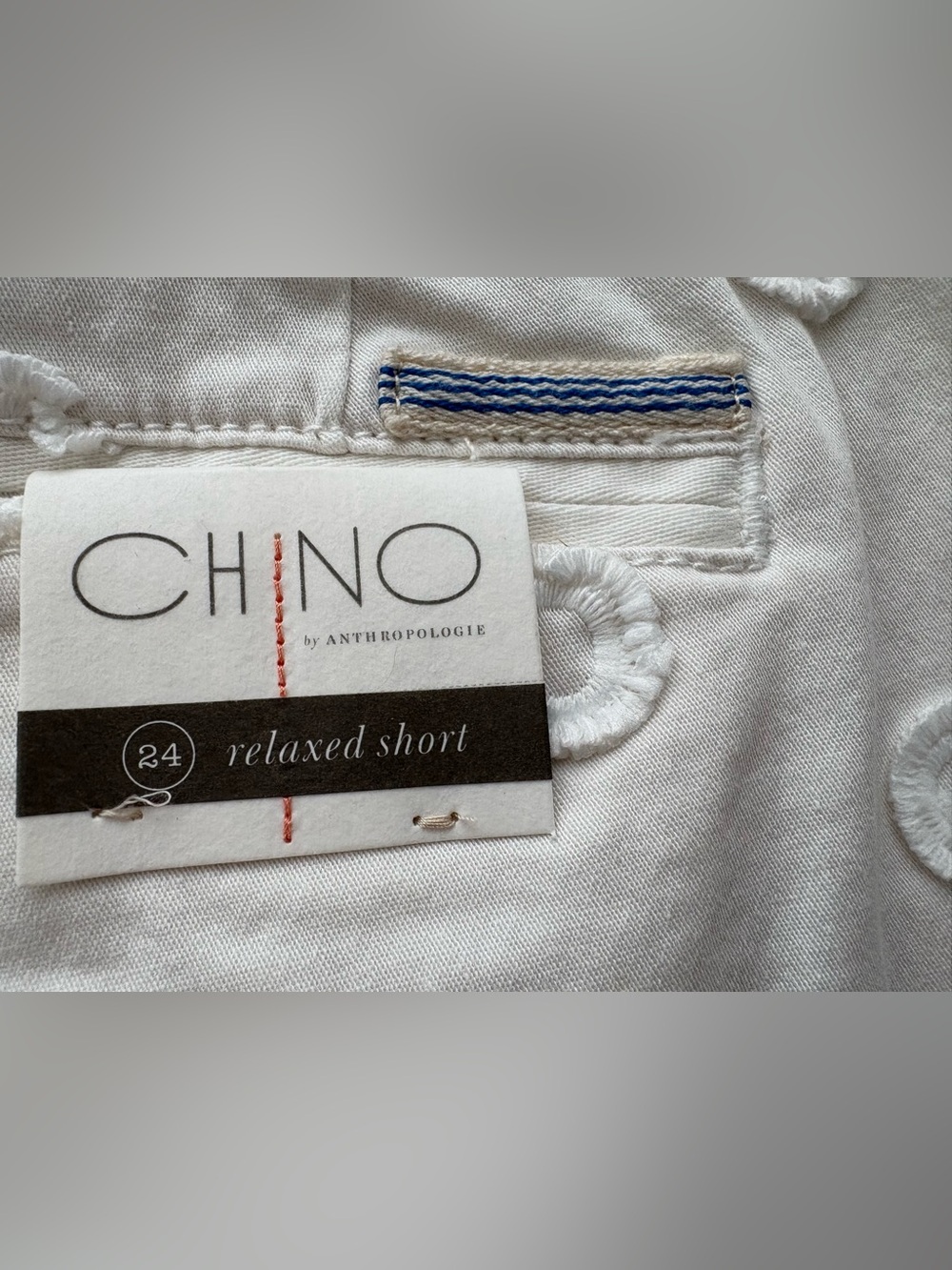 Anthropologie CHINO NWT Embroidered Relaxed Shorts White Size 24 - Picture 5 of 10